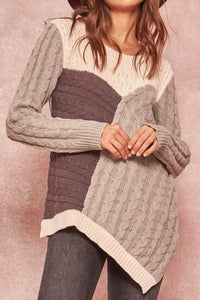 Mixed Signals Patchwork Cable Knit Sweater - ShopPromesa