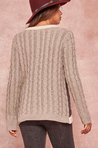 Mixed Signals Patchwork Cable Knit Sweater - ShopPromesa