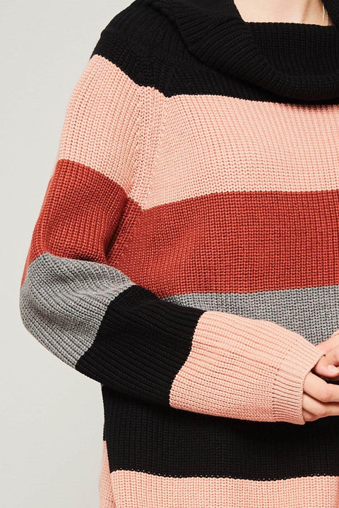 One Fine Day Striped Cowl Neck Sweater - ShopPromesa