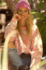 Jungle Girl Pink Zebra Textured Sweater - ShopPromesa