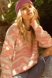 Jungle Girl Pink Zebra Textured Sweater - ShopPromesa