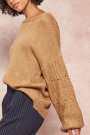 Any Which Wave Wavy Knit Bubble-Sleeve Sweater - ShopPromesa
