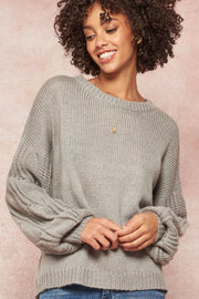 Any Which Wave Wavy Knit Bubble-Sleeve Sweater - ShopPromesa