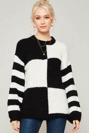 Checkmate Striped Sleeve Colorblock Sweater - ShopPromesa