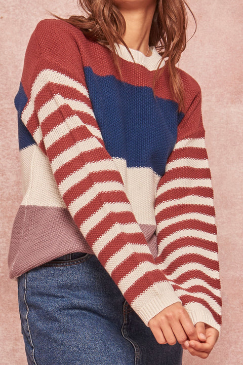 Wherever You Go Colorblock Striped Sweater - ShopPromesa