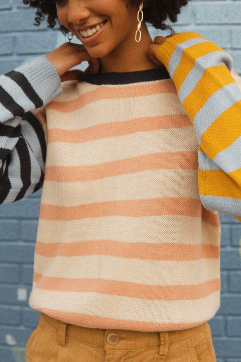 Clash Course Contrast Striped Sweater - ShopPromesa