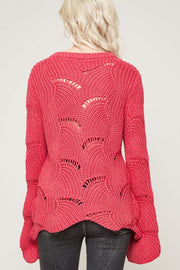 Ride the Wave Wavy Knit Bell-Sleeve Sweater - ShopPromesa