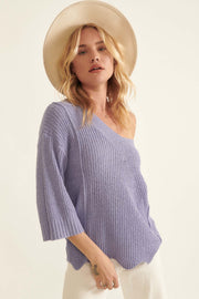 Bright Idea Ribbed Knit Scallop-Hem Sweater - ShopPromesa