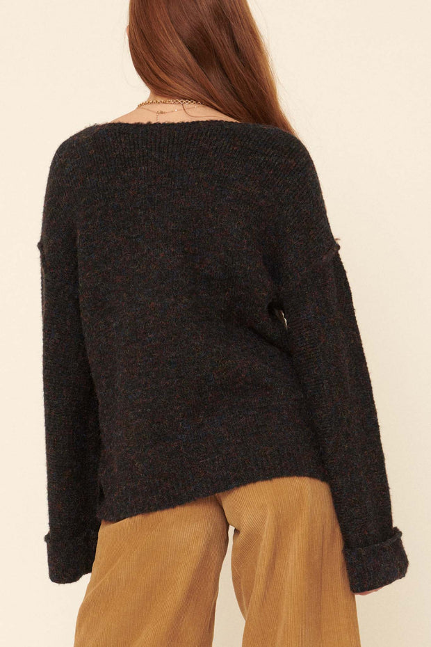 Loosely Translated Oversized V-Neck Sweater - ShopPromesa