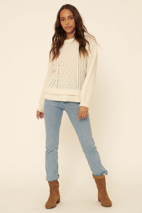 Mellow Mood Cable Knit Pom-Pom Sweater - ShopPromesa