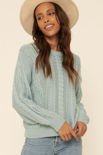 Out of the Blue Cable Knit Sweater - ShopPromesa