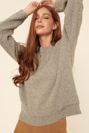 Soft Touch Layered-Hem Confetti Sweater - ShopPromesa