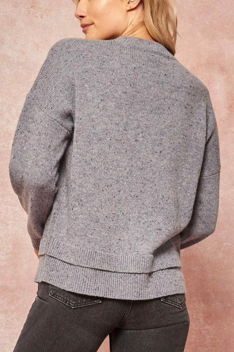 Soft Touch Layered-Hem Speckled Sweater - ShopPromesa