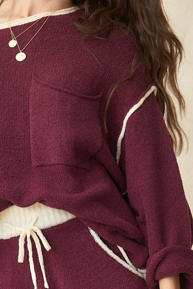 Dream Big Oversized Exposed-Seam Pocket Sweater - ShopPromesa