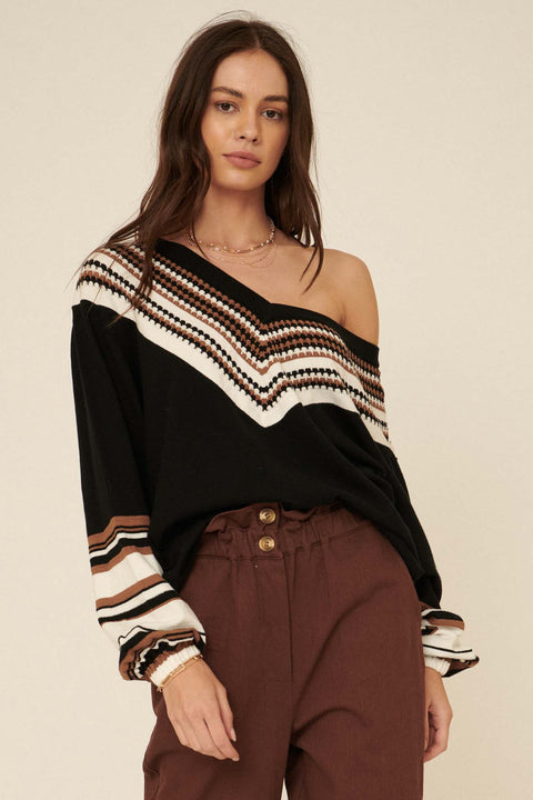 Say Anything Multicolor Wide V-Neck Sweater - ShopPromesa