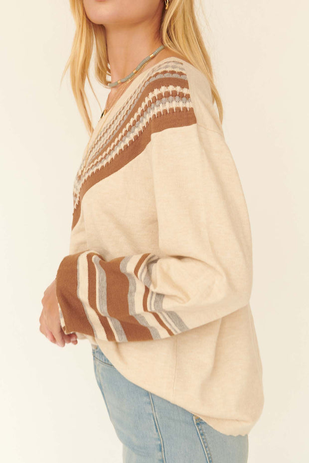 Say Anything Multicolor Wide V-Neck Sweater - ShopPromesa