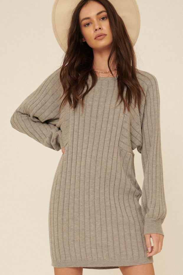 Warm Embrace Rib-Knit Mini Sweater Dress - ShopPromesa