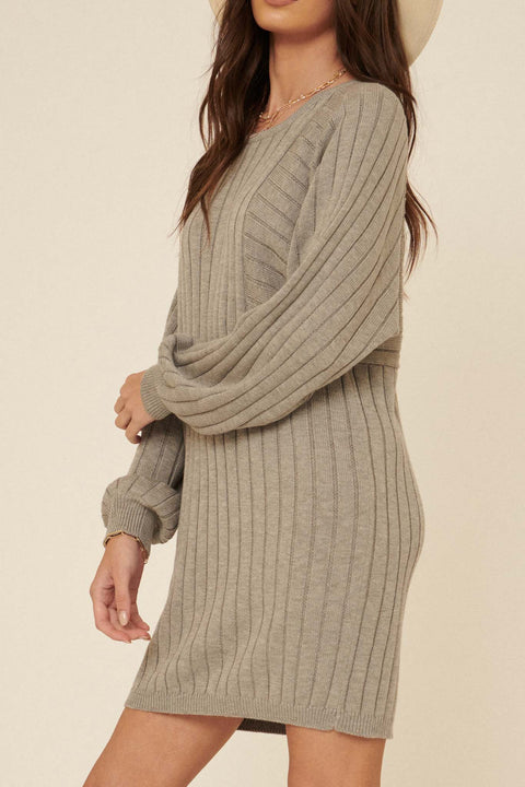 Warm Embrace Rib-Knit Mini Sweater Dress - ShopPromesa
