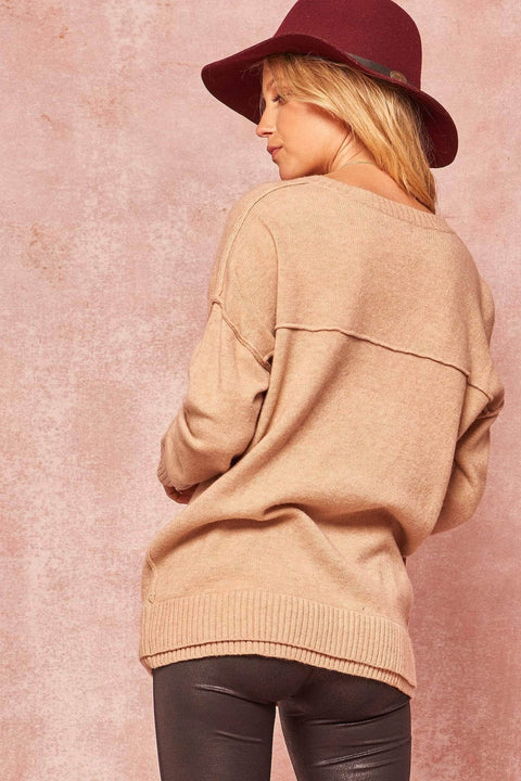 Subtle Ways Exposed-Seam Double-Hem Sweater - ShopPromesa