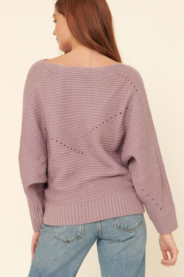 Line of Beauty Rib-Knit Boatneck Dolman Sweater - ShopPromesa