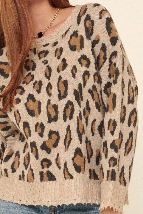 Change Your Spots Distressed Leopard Sweater - ShopPromesa