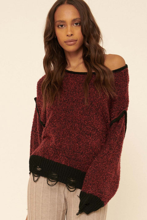 Into the Fray Distressed Popcorn Sweater - ShopPromesa