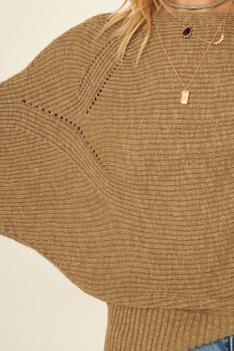 Down the Line Marled Rib-Knit Dolman Sweater - ShopPromesa
