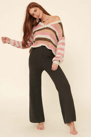 Personal Day Rib-Knit Pocket Sweater Pants - ShopPromesa