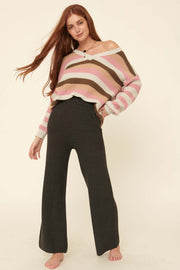 Personal Day Rib-Knit Pocket Sweater Pants - ShopPromesa