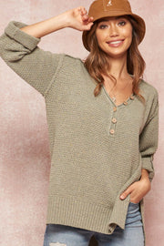 Home Free Roll-Up Confetti Henley Sweater - ShopPromesa