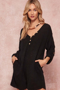 Just Breathe Roll-Up Henley Sweater Romper - ShopPromesa