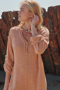 Just Breathe Roll-Up Henley Sweater Romper - ShopPromesa