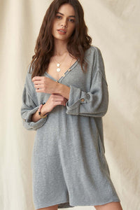 Just Breathe Roll-Up Henley Sweater Romper - ShopPromesa