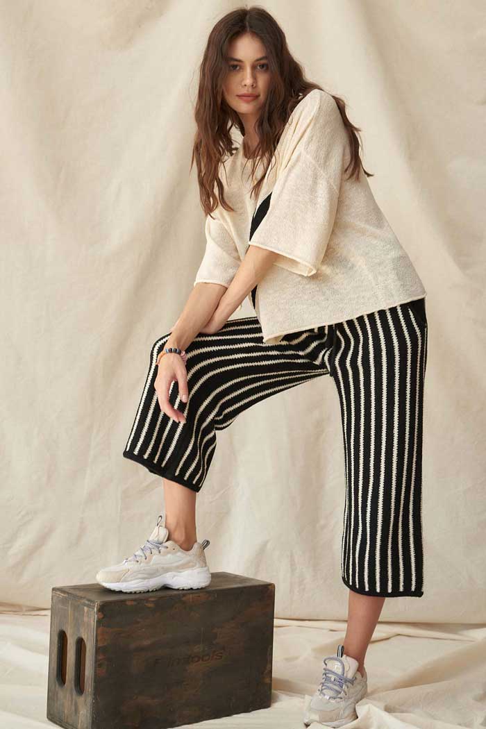 Sunday Funday Striped Pocket Sweater Pants - ShopPromesa