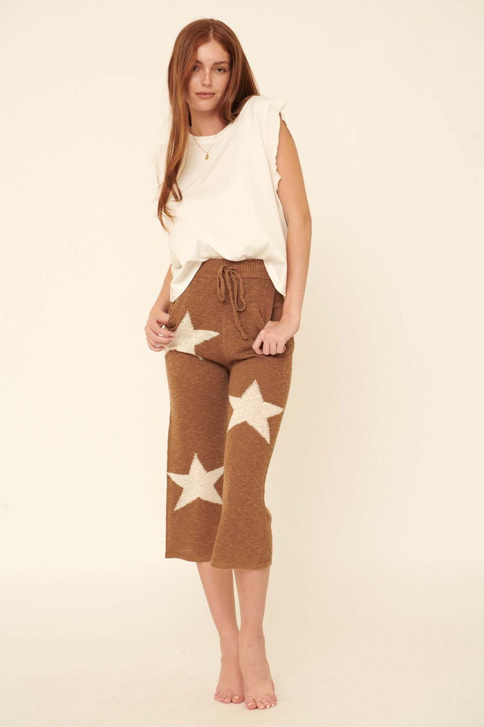 Cosmic Kid Star-Pattern Cropped Sweater Pants - ShopPromesa