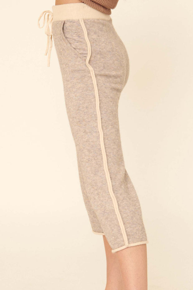 Cozy Town Exposed-Seam Cropped Sweater Pants - ShopPromesa