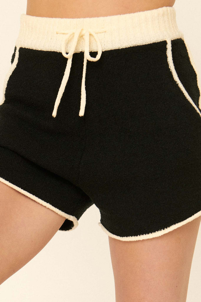 Chill Pill Exposed-Seam Pocket Sweater Shorts - ShopPromesa