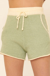 Chill Pill Exposed-Seam Pocket Sweater Shorts - ShopPromesa