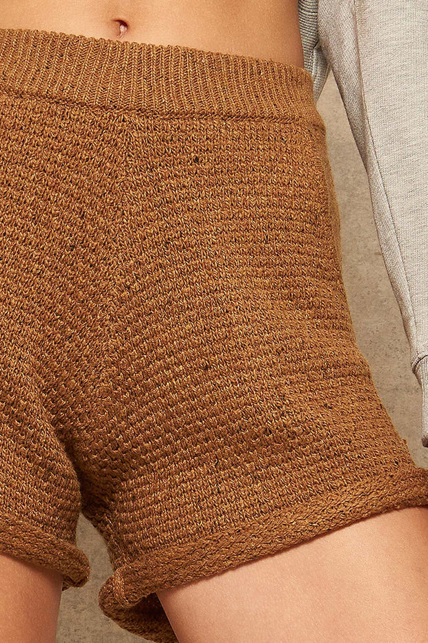 Home Stretch Cuffed Confetti Sweater Shorts - ShopPromesa