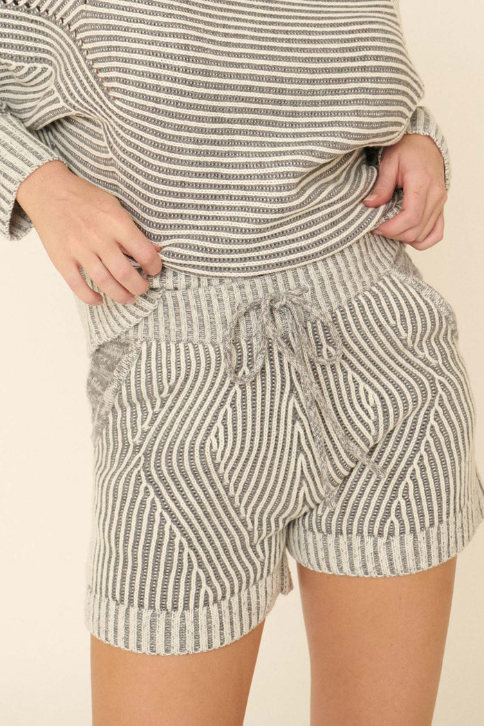 Feeling Right Two-Tone Rib-Knit Sweater Shorts - ShopPromesa