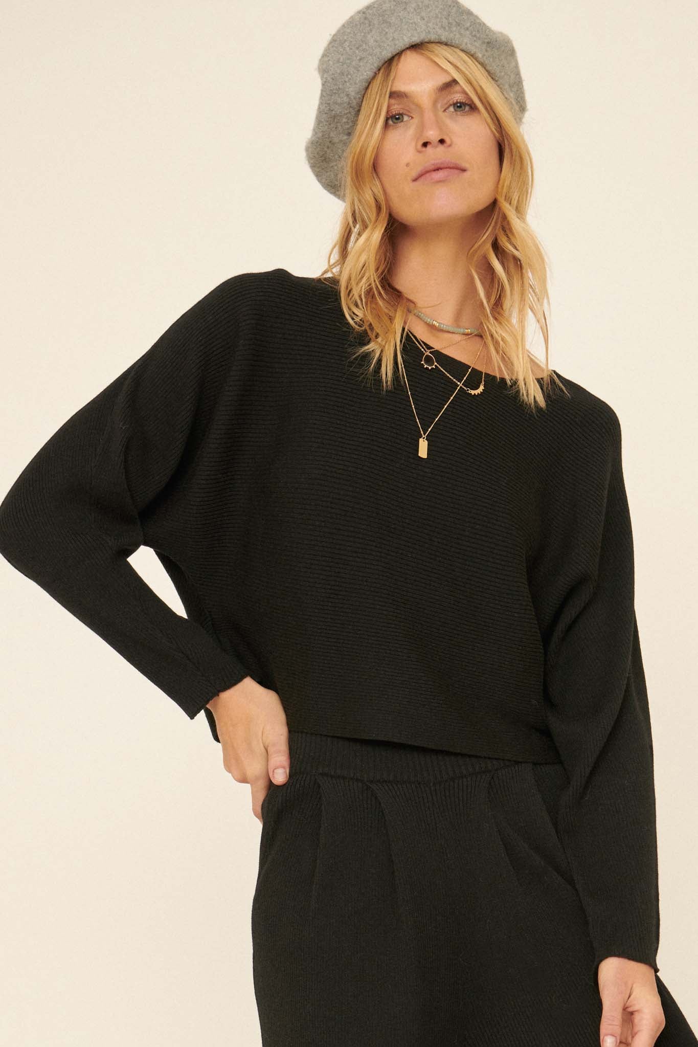 Take It Slow Ribbed Knit Dolman Sweater - ShopPromesa