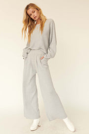 Simple Bliss Pleated Rib-Knit Pocket Sweater Pants - ShopPromesa