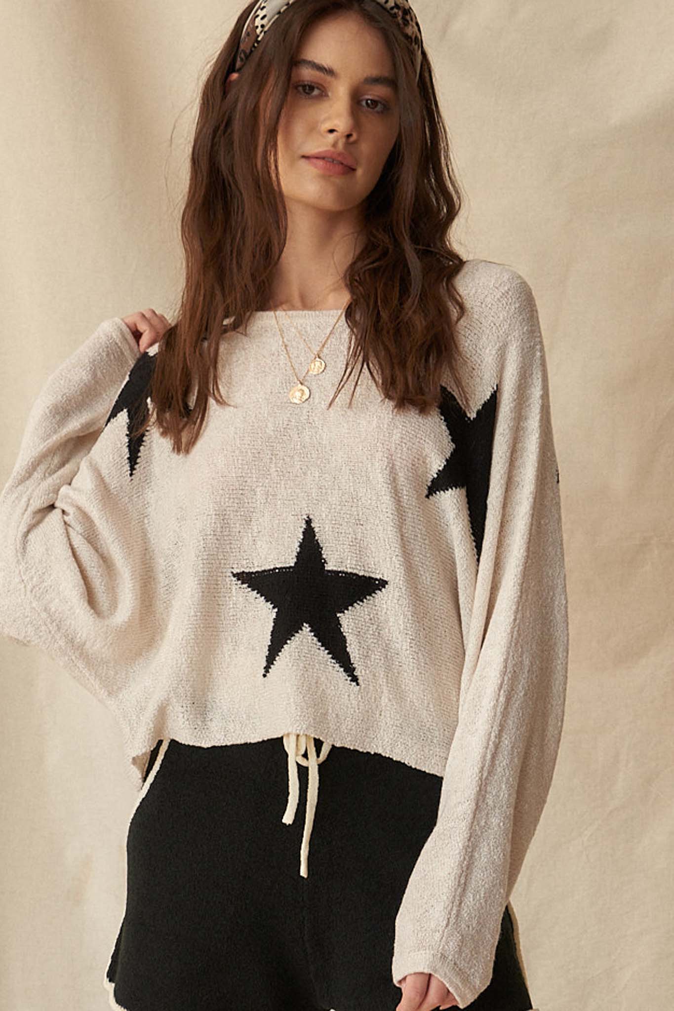 Supernova Star-Pattern Oversized Graphic Sweater - ShopPromesa