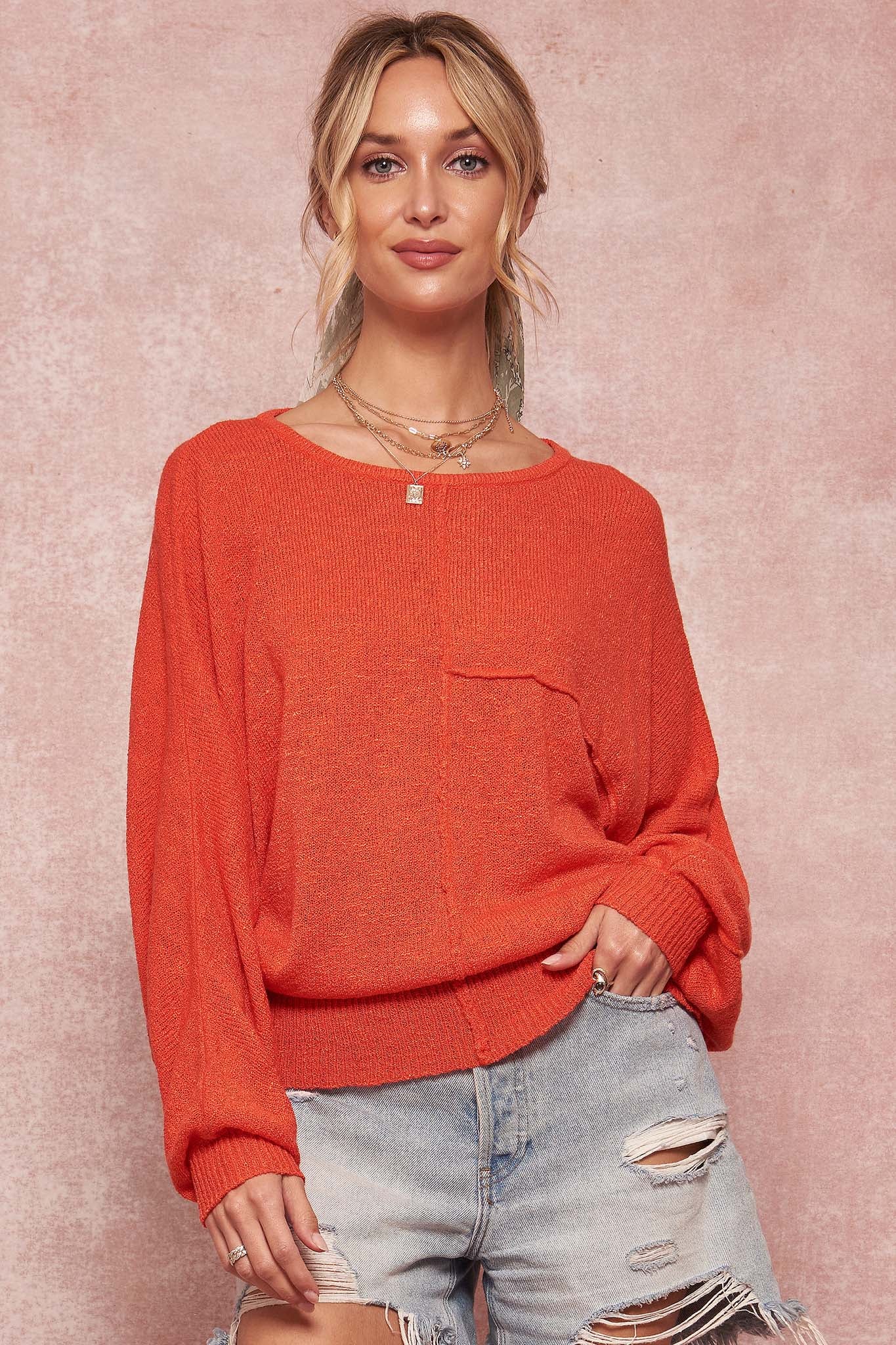 Body and Soul Exposed-Seam Dolman Sweater - ShopPromesa