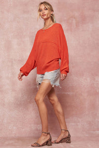 Body and Soul Exposed-Seam Dolman Sweater - ShopPromesa