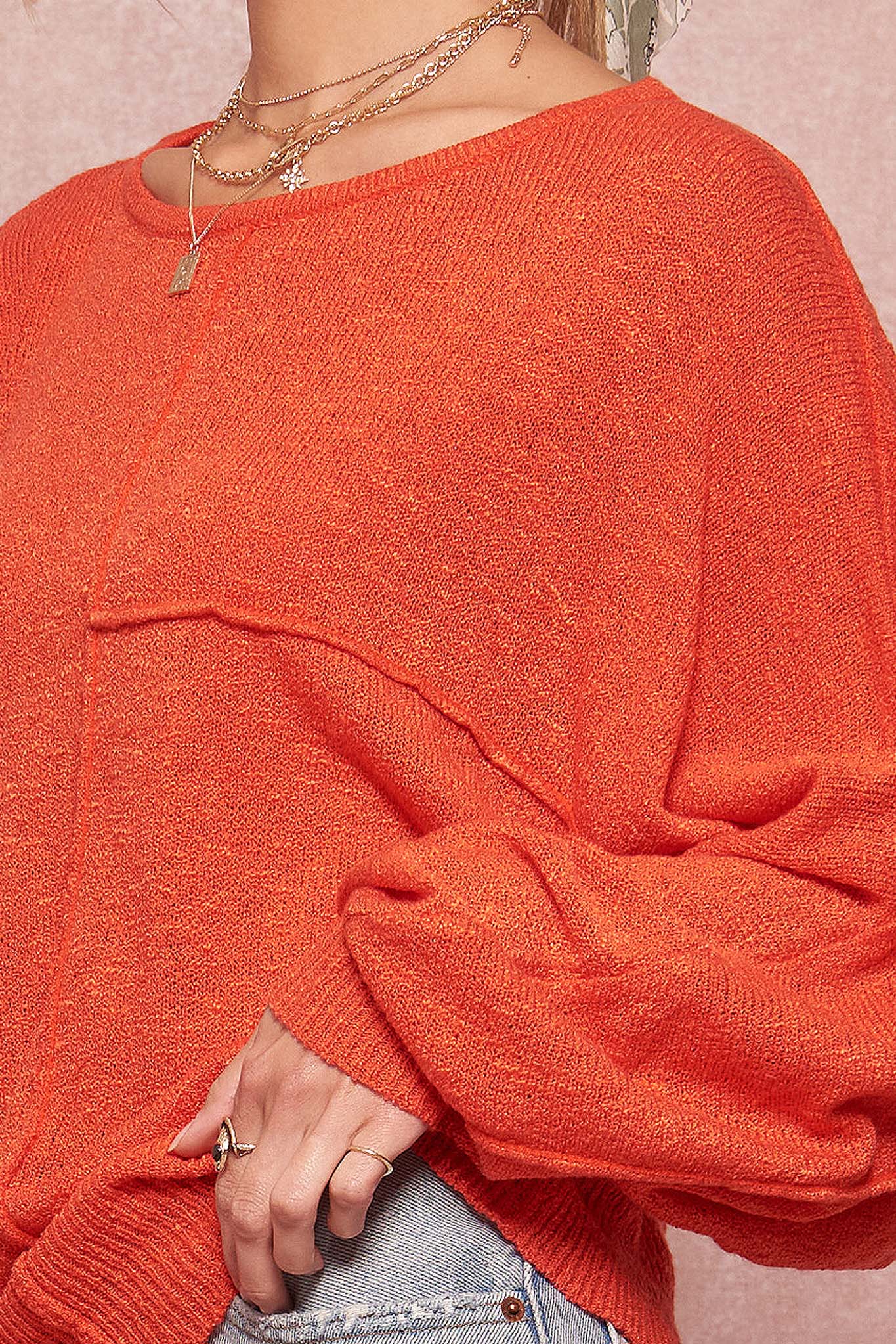 Body and Soul Exposed-Seam Dolman Sweater - ShopPromesa