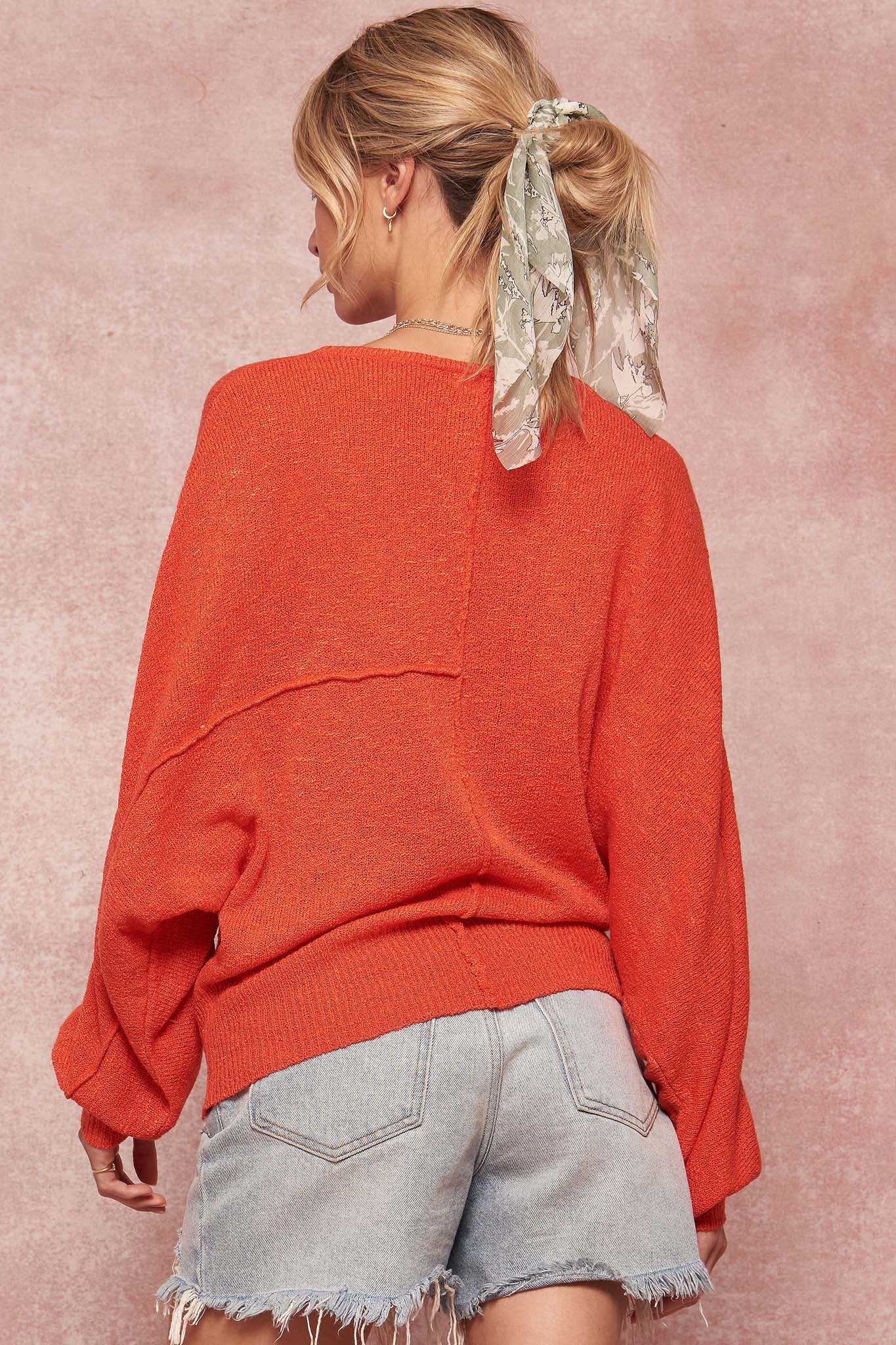 Body and Soul Exposed-Seam Dolman Sweater - ShopPromesa