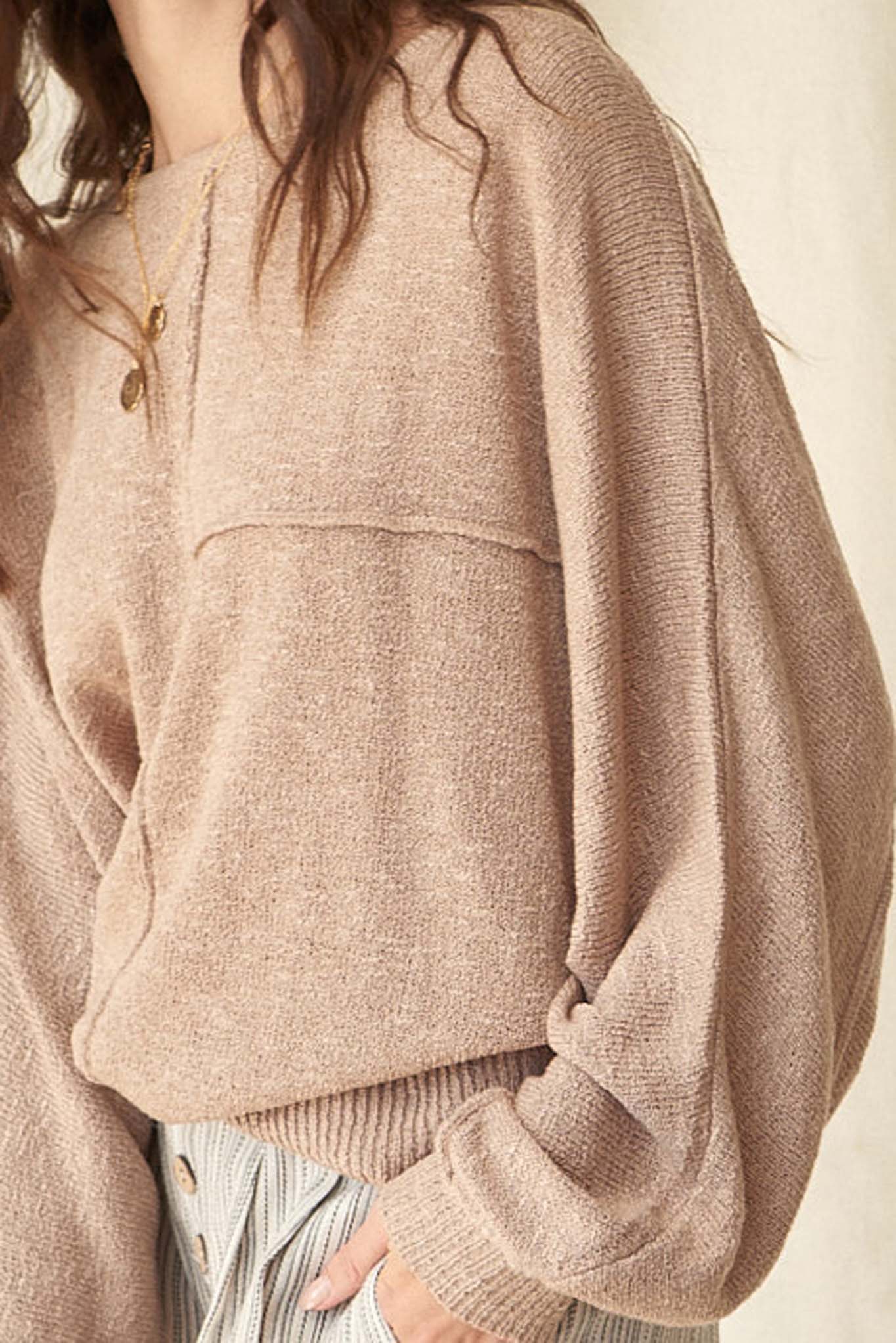 Body and Soul Exposed-Seam Dolman Sweater - ShopPromesa