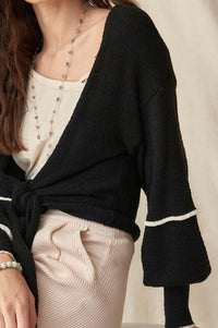 Heart Song Cropped Tie-Front Cardigan - ShopPromesa