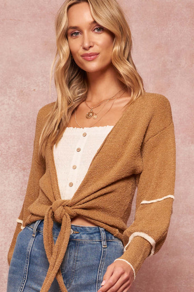 Heart Song Cropped Tie-Front Cardigan - ShopPromesa